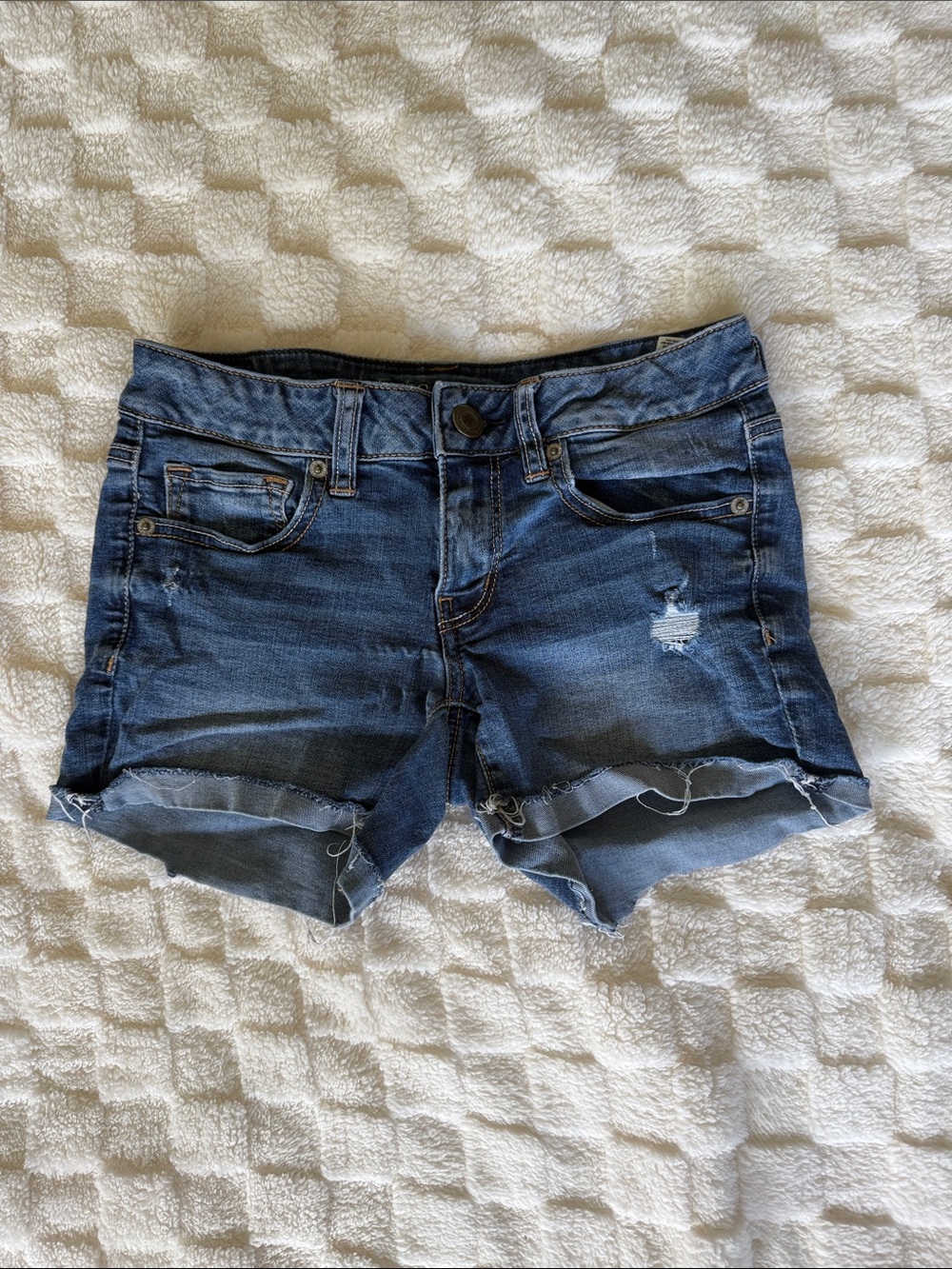 American Eagle Outfitters Distressed Dark Blue Denim Shorts